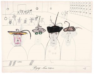 Bingo in Venice California, 1953. Ink, crayon, and watercolor on paper, 22 ¾ x 28 ¾ in. National Gallery of Art, Washington, DC; Gift of The Saul Steinberg Foundation.