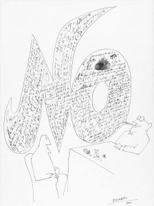 Untitled, 1961. Ink, pencil, and rubber stamps on paper, 22 7/8 x 14 ½ in. Private collection