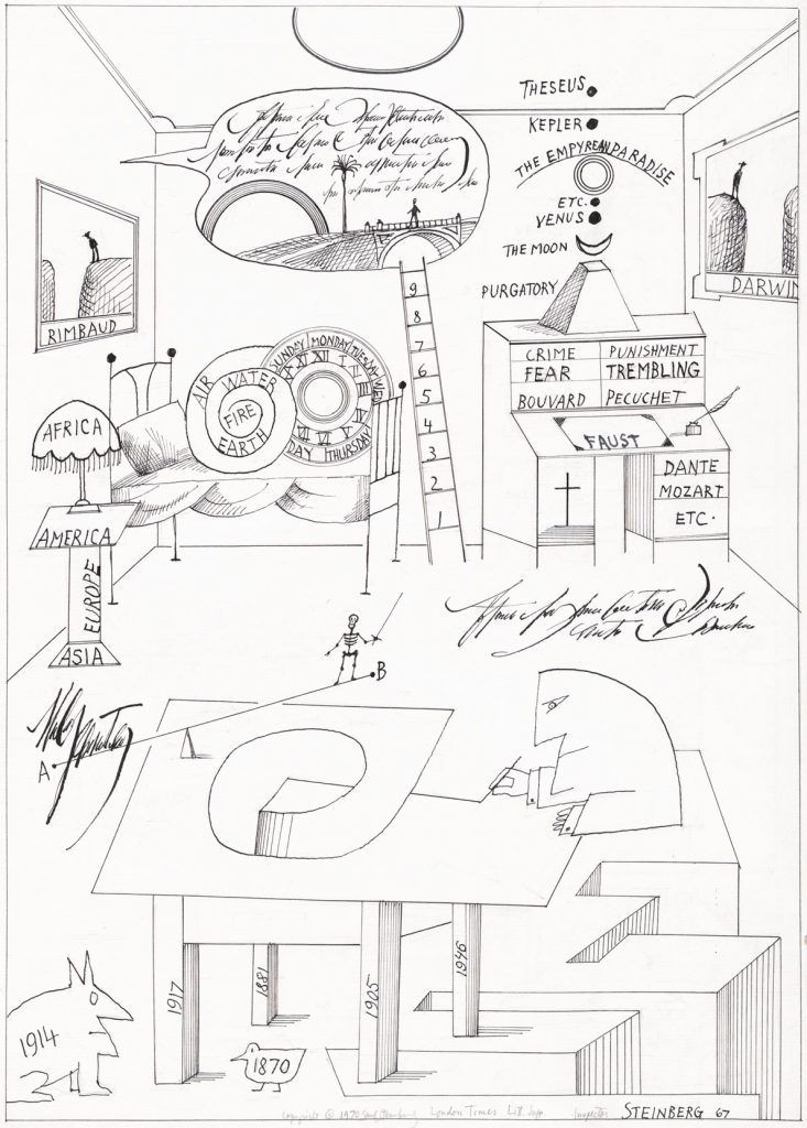 <em>Untitled</em>, 1967. Ink and pencil on paper, 19 ¾ x 12 ½ in. Yale University Art Gallery; Charles B. Benenson, B.A. 1933, Collection.