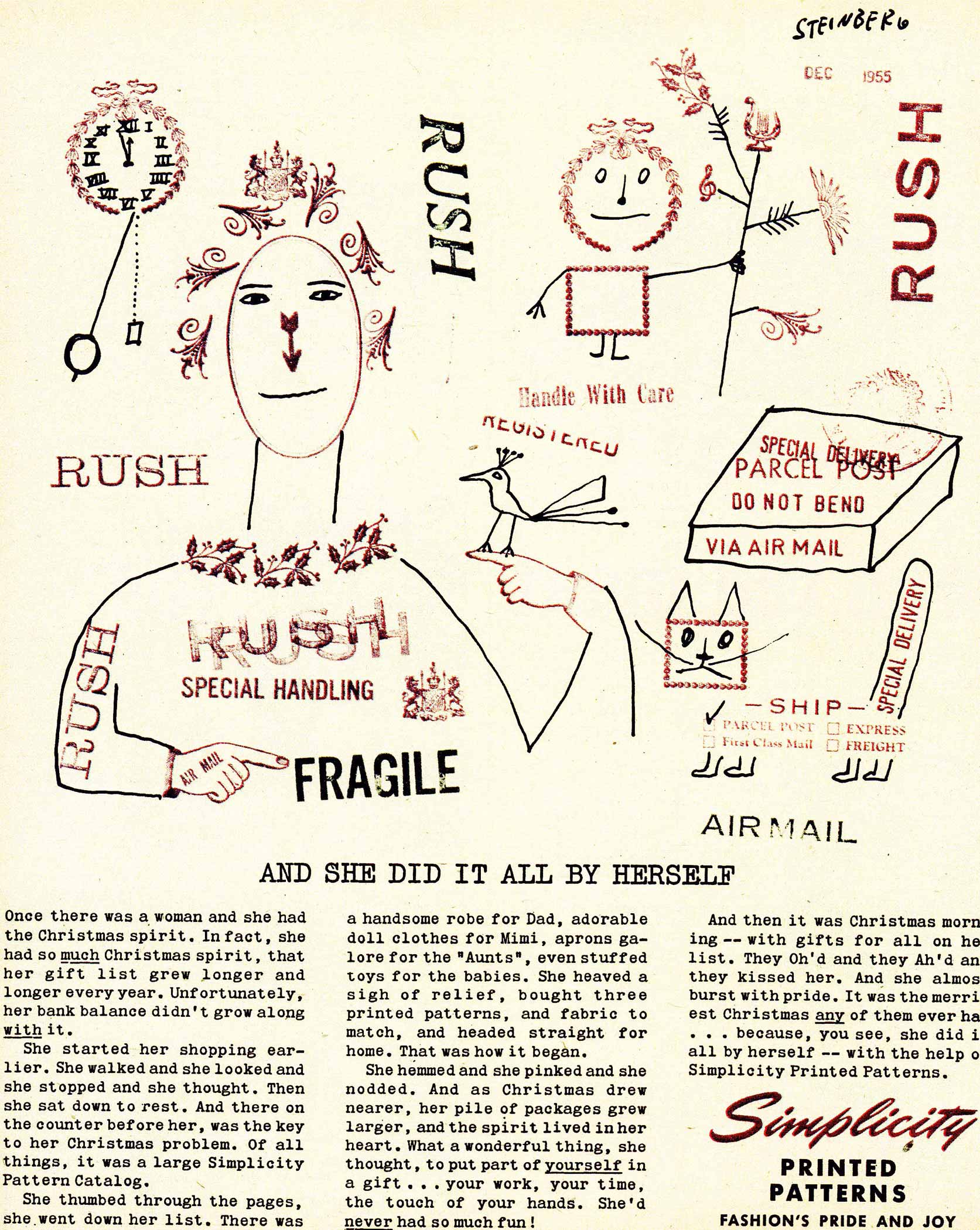 Advertisement for Simplicity Patterns, published in <em>The New York Times Magazine</em>, November 6, 1955.