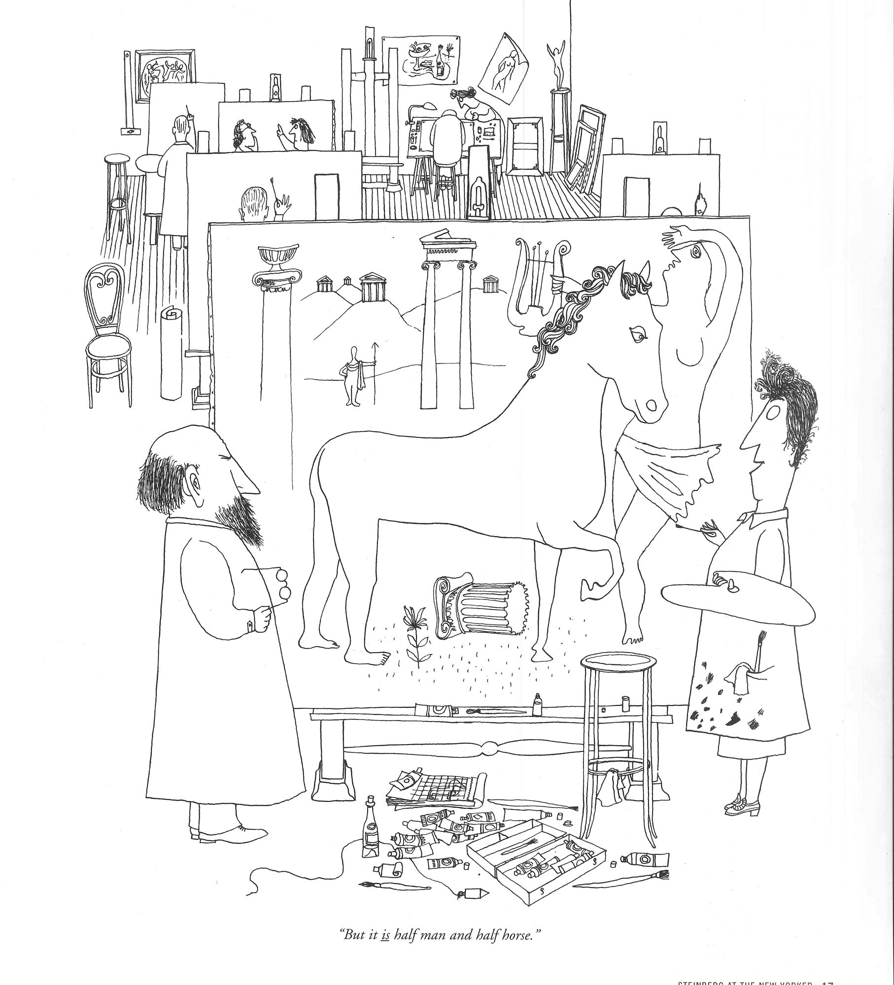 “But it is half man and half horse,” <em>The New Yorker</em>, October 25, 1941, Steinberg’s first drawing in the magazine.