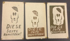 Toilet paper produced by Morale Operations, Rome, 1944, with Hitler portrait and instructions “Use This Side.”