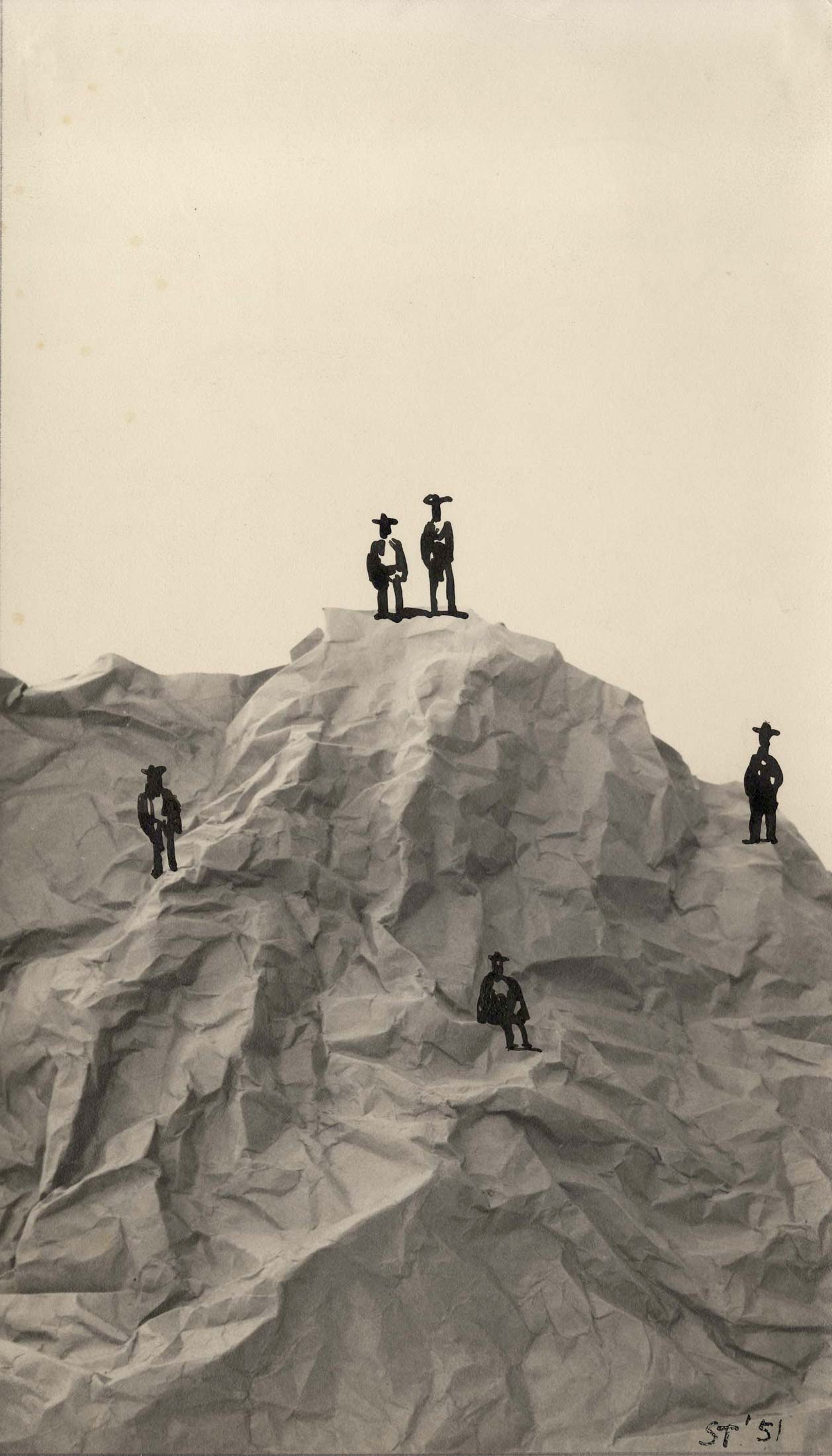 <em>Untitled</em>, 1951. Ink on gelatin silver print, 9 ½ x 5 ½ in. The Saul Steinberg Foundation.
