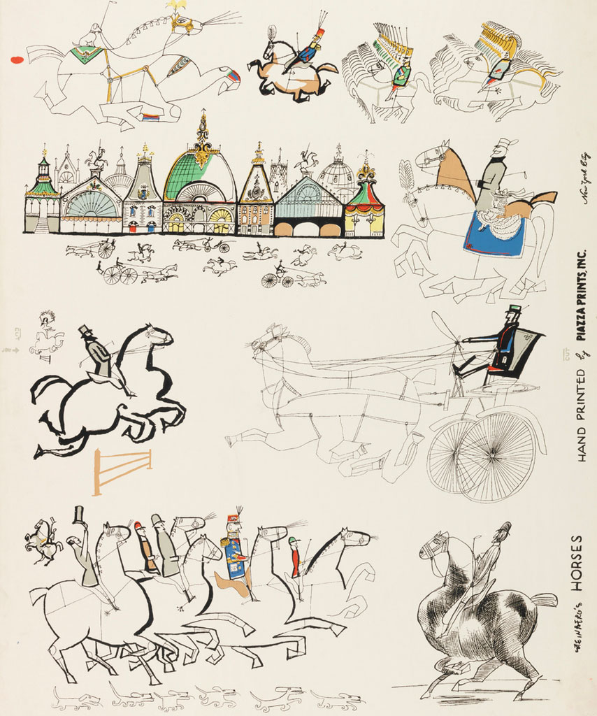 <em>Horses</em>, 1951. Screen print on paper for Piazza Prints. Cooper-Hewitt National Design Museum, New York; Gift of Harvey Smith and Benjamin Piazza.