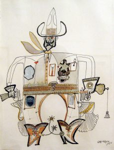 Sheriff, 1951. Ink, watercolor, and foil on paper, 14 x 11 in. Private collection.