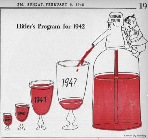 Anti-Fascist cartoon in PM, February 8, 1942.