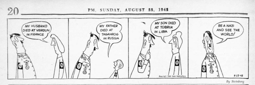 Anti-Fascist cartoon in PM, August 23, 1942.