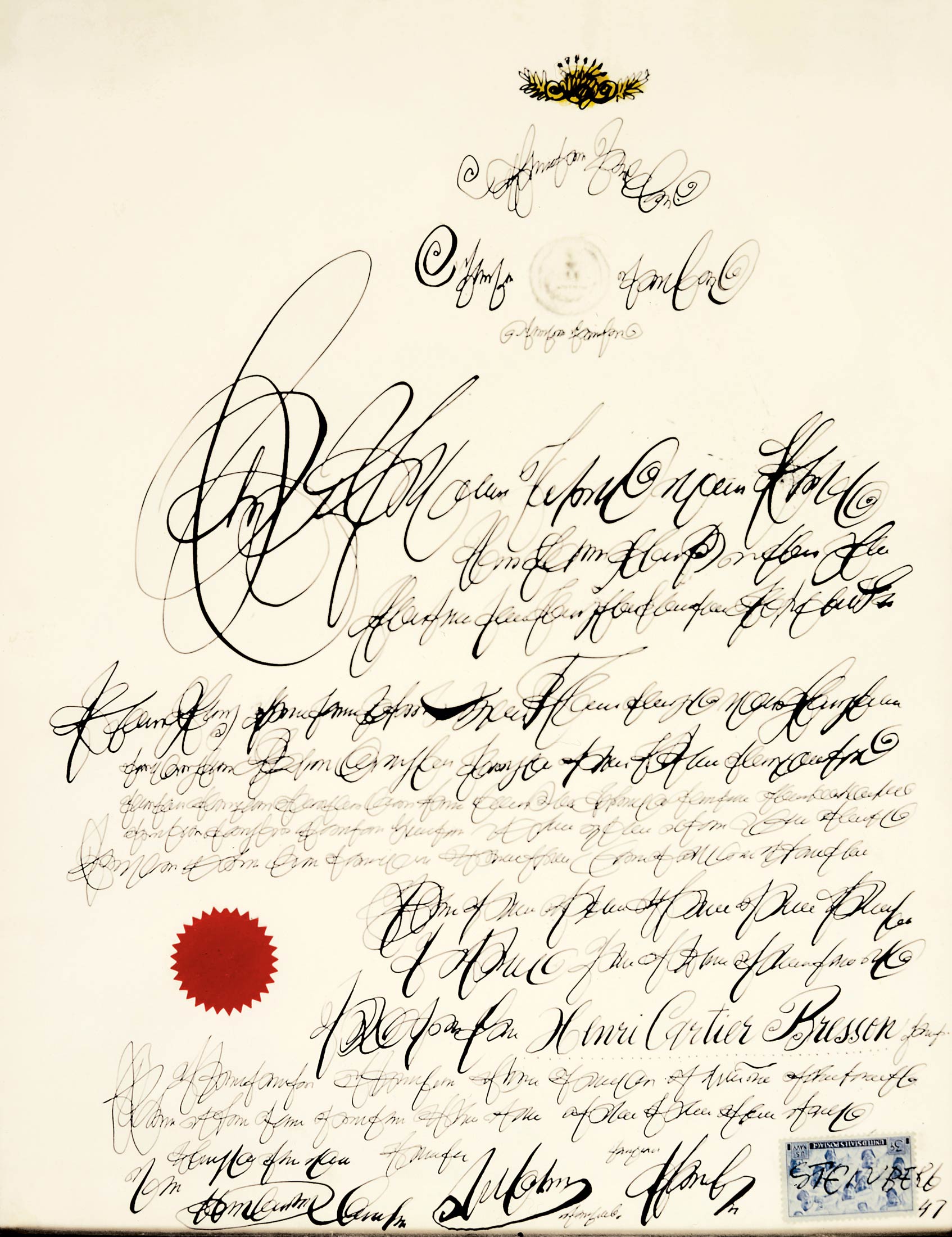 <em>Document for Henri Cartier-Bresson</em>, 1947. Ink and collage on paper, 14 3/8 x 11 3/16 in. Fondation Henri Cartier-Bresson, Paris.