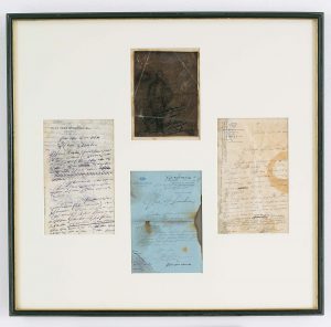 Diploma Series (Fake Letters), c. 1950-1952. Ink on 3 sheets of hotel letterhead; ink and wash on pseudo-photograph, 15 x 16 ½ in. Museum of Fine Arts, Boston; Gift of The Saul Steinberg Foundation.