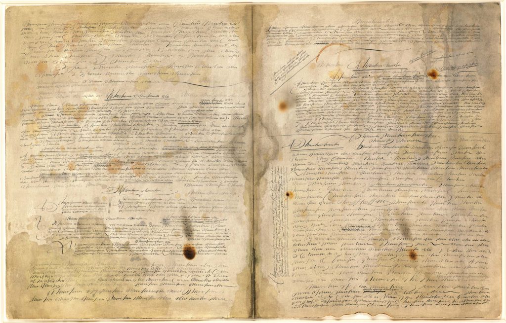 Diary, 1954. Ink and watercolor on paper, 14 ¼ x 23 in. Collection of Richard and Ronay Menschel.