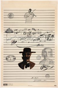 Untitled (For Charles), 1967. Ink and rubber stamp on sheet music paper, 19 x 12 ½ in. Smith College Museum of Art, Northampton, Massachusetts; Bequest of Charles Blitzer.