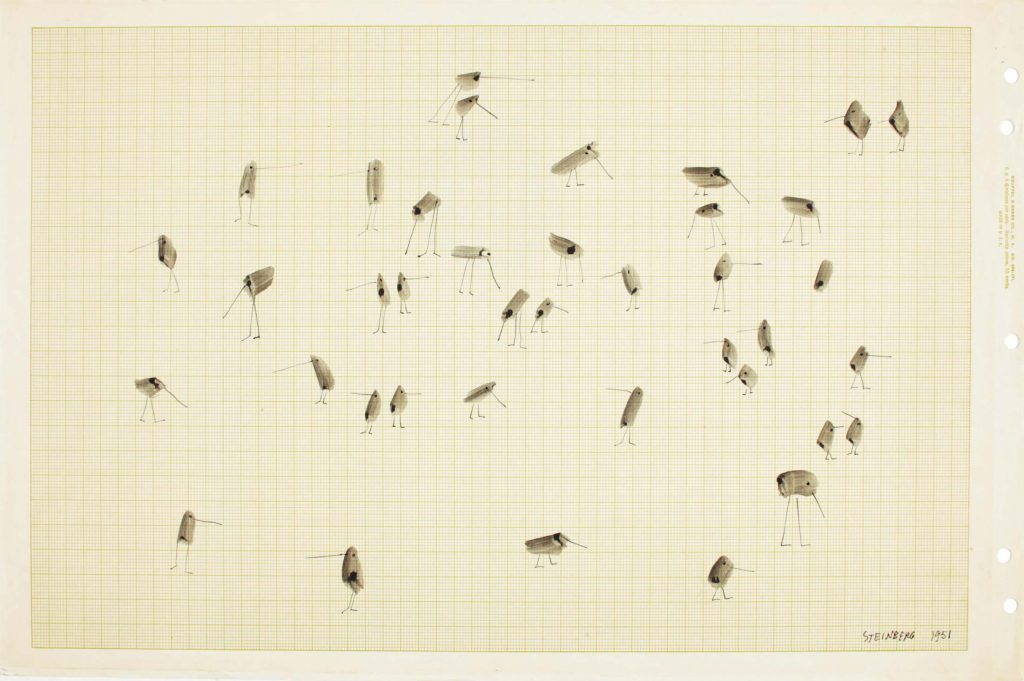 Untitled, 1951. Ink on graph paper, 11 x 16 ½ in. Collection of Daniela Roman.