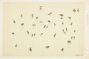 Untitled, 1951. Ink on graph paper, 11 x 16 ½ in. Collection of Daniela Roman.