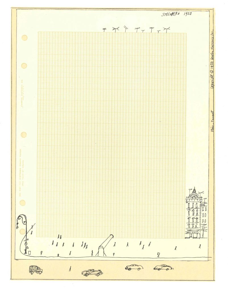 <em>Untitled</em>, 1950. Ink and graph paper, 12 x 9 in. Private collection.
