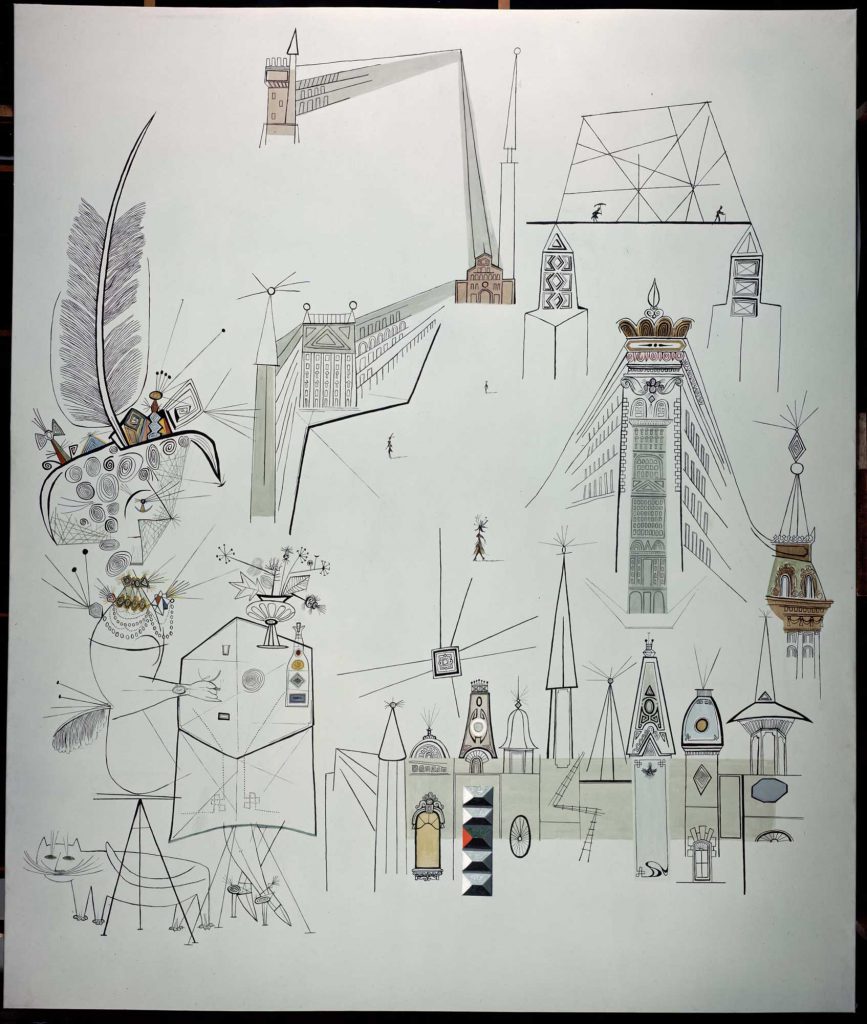 Detail of the mural of Cincinnati for the Terrace Plaza Hotel, 1948. Cincinnati Art Museum.