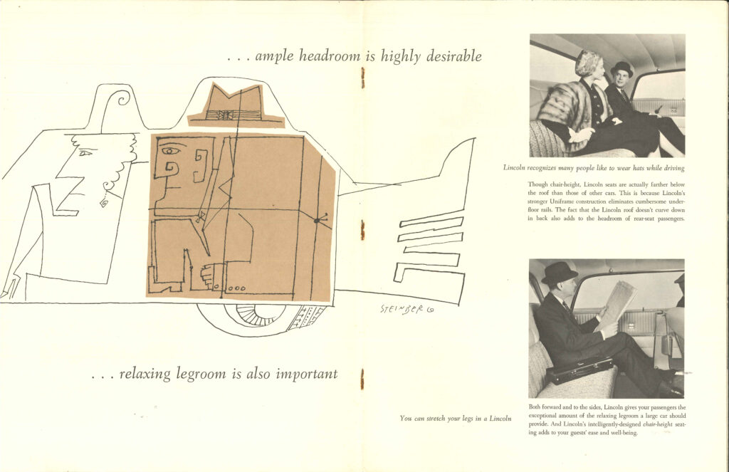 Page from an advertising brochure for Lincoln automobiles, 1959.