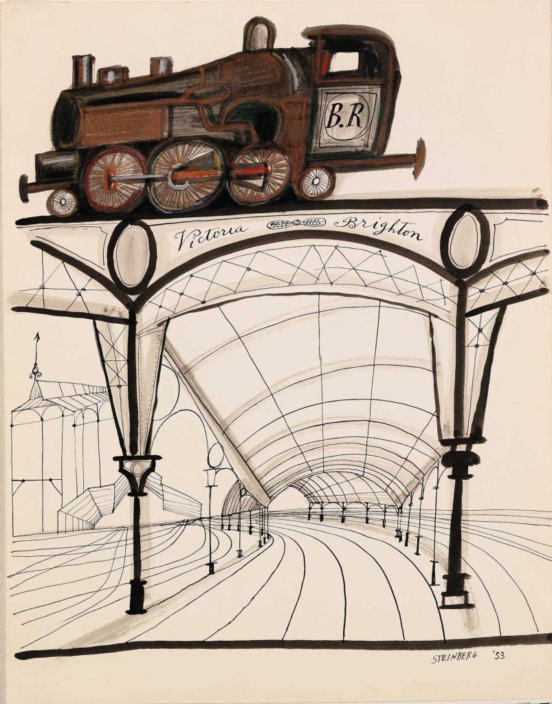 Untitled (Victoria-Brighton), 1953. Ink and crayon on paper, 15 ¾ x 12 3/8 in. Private collection.