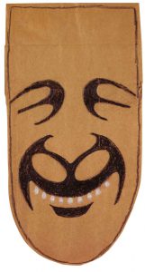 Mask, 1961-62. Crayon and pencil on brown paper bag, 14 5/8 x 7 ¾ in. The Saul Steinberg Foundation