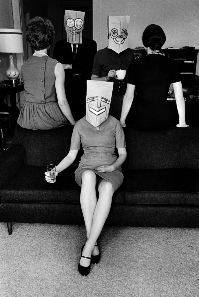 <em>Untitled</em> (from the Mask Series with Saul Steinberg), 1962. Photograph by Inge Morath, © The Inge Morath Foundation