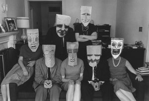 Group Portrait with Masks (from the Mask Series with Saul Steinberg), 1962. Photograph by Inge Morath, © The Inge Morath Foundation