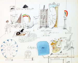 Inventory, 1966. Ink and watercolor on paper, 22 x 28 in. Private collection
