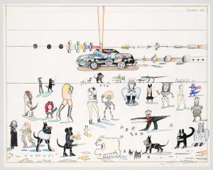 Bleecker Street, 1969. Ink, crayon, pencil, and watercolor on paper, 23 x 29 in. Whitney Museum of American Art, New York; Bequest of Saul Steinberg