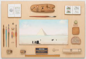 The Pyramid Table, 1974-82. Mixed media on wood, 13 x 47 ½ x 2 in. Private collection
