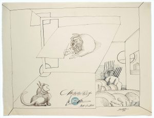 Untitled, 1966. Ink and rubber stamp on paper, 19 x 24 7/8 in. The Saul Steinberg Foundation
