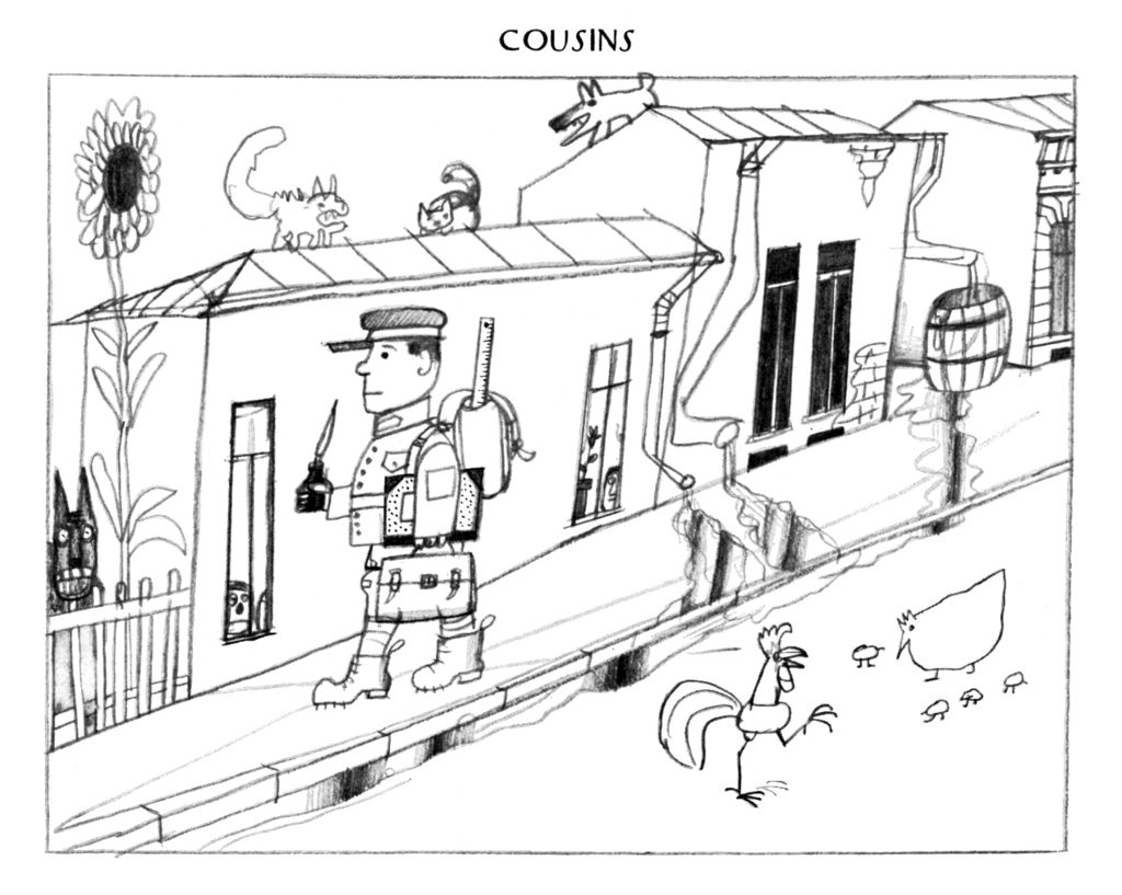 Drawing in <em>The New Yorker</em>, “Cousins” portfolio, May 28, 1979.