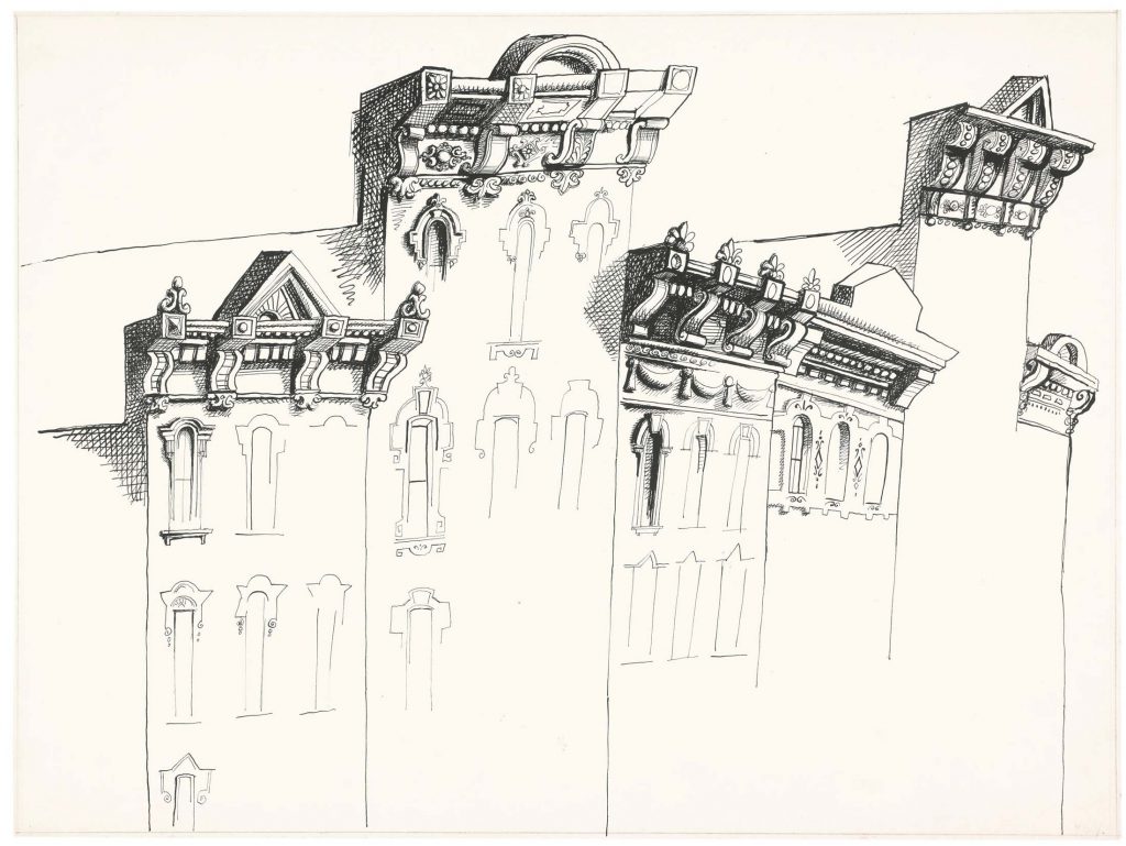 Untitled, 1951-52. Ink and pencil on paper, 114 ½ x 19 3/8 in. The Art Institute of Chicago; Gift of The Saul Steinberg Foundation