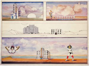 Architect’s Wife, 1981. Watercolor, colored pencil, and collage on paper, 22 ¼ x 30 ¼ in. Private collection