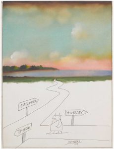 Untitled, 1959. Ink over pencil, crayon, oil, and watercolor on paper, 19 ¾ x 15 in. Private collection