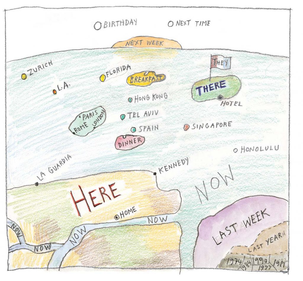 Untitled, c. 1990. Pencil, watercolor, and crayon on paper, 10 ½ x 11 ¼ in. Saul Steinberg Papers, Beinecke Rare Book and Manuscript Library, Yale University