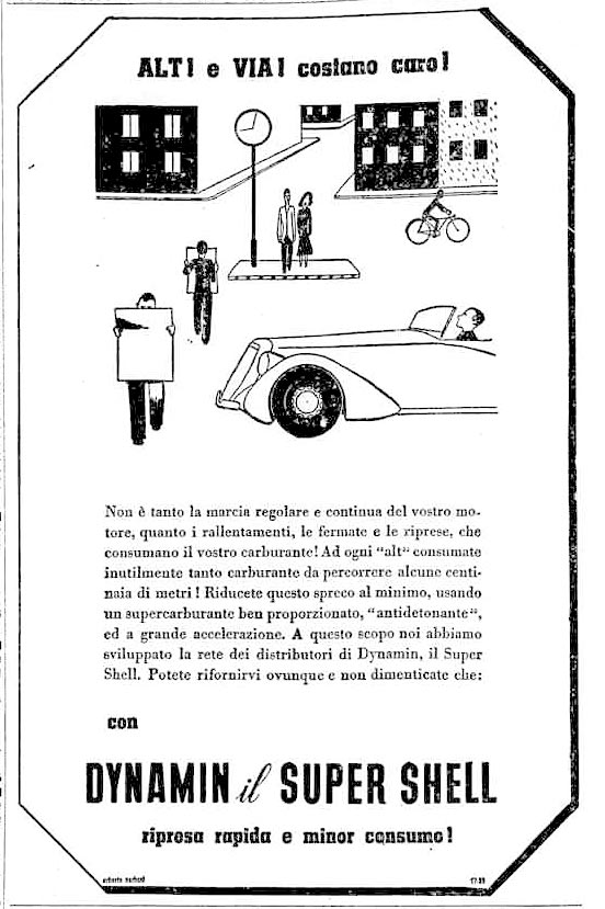 Steinberg’s drawing adapted and signed by Erberto Carboni for Dynamin ad published in La Stampa, June 24, 1939.