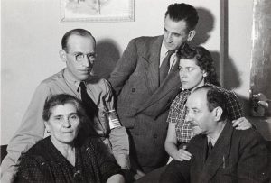 Steinberg with his parents, sister, and brother-in-law, Bucharest, 1944. Saul Steinberg Papers, Beinecke Rare Book and Manuscript Library, Yale University.
