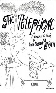 Cover drawing for score of Gian Carlo Menotti’s comic opera, The Telephone, 1946.