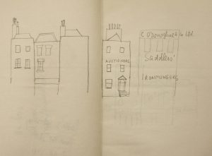 Page from a sketchbook, Ireland, 1951. Saul Steinberg Papers, Beinecke Rare Book and Manuscript Library, Yale University.