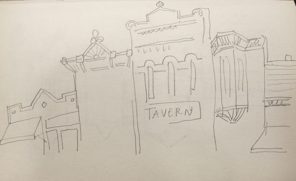 Two pages from a 1952 Chicago sketchbook. Saul Steinberg Papers, Beinecke Rare Book and Manuscript Library, Yale University.