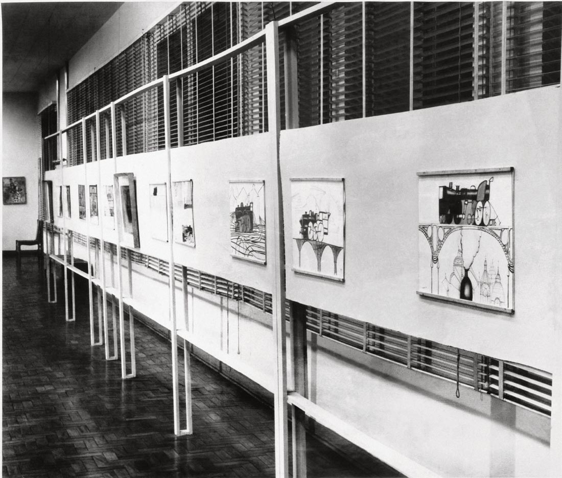 Installation of Steinberg’s show at the Museu de Arte, São Paulo, September,1952. Archives, Museu de Arte, São Paulo.