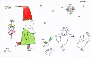 Two Christmas cards for Hallmark, 1952 or later. The Saul Steinberg Foundation.