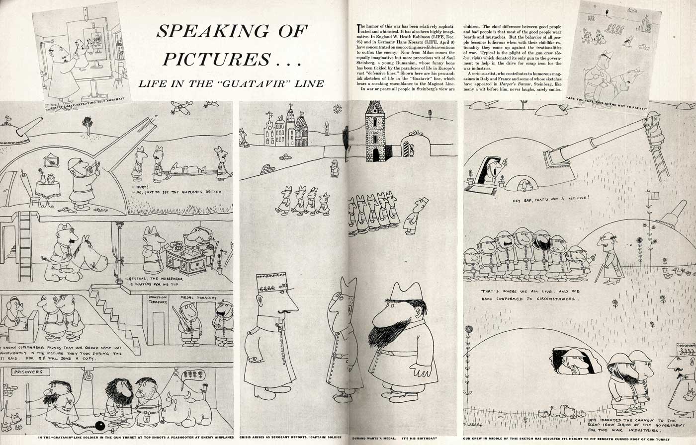 Two pages from “Speaking of Pictures: Life in the Guatavir Line,” LIFE, May 27, 1940.