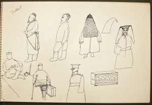 Tashkent. Page from a Russia sketchbook. Saul Steinberg Papers, Beinecke Rare Book and Manuscript Library, Yale University.