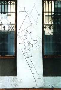 Sgraffito mural for the Palazzina Mayer, Via Bigli, Milan (destroyed 1997).