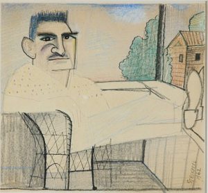 Harold Rosenberg, 1962. Crayon and ink on paper, 9 ½ x 10 ¼ in. Private collection.