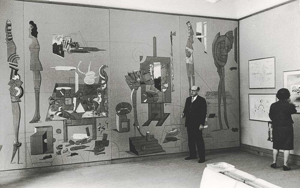 Installation shot of Steinberg’s 1966 exhibition at the Galerie Maeght, Paris.