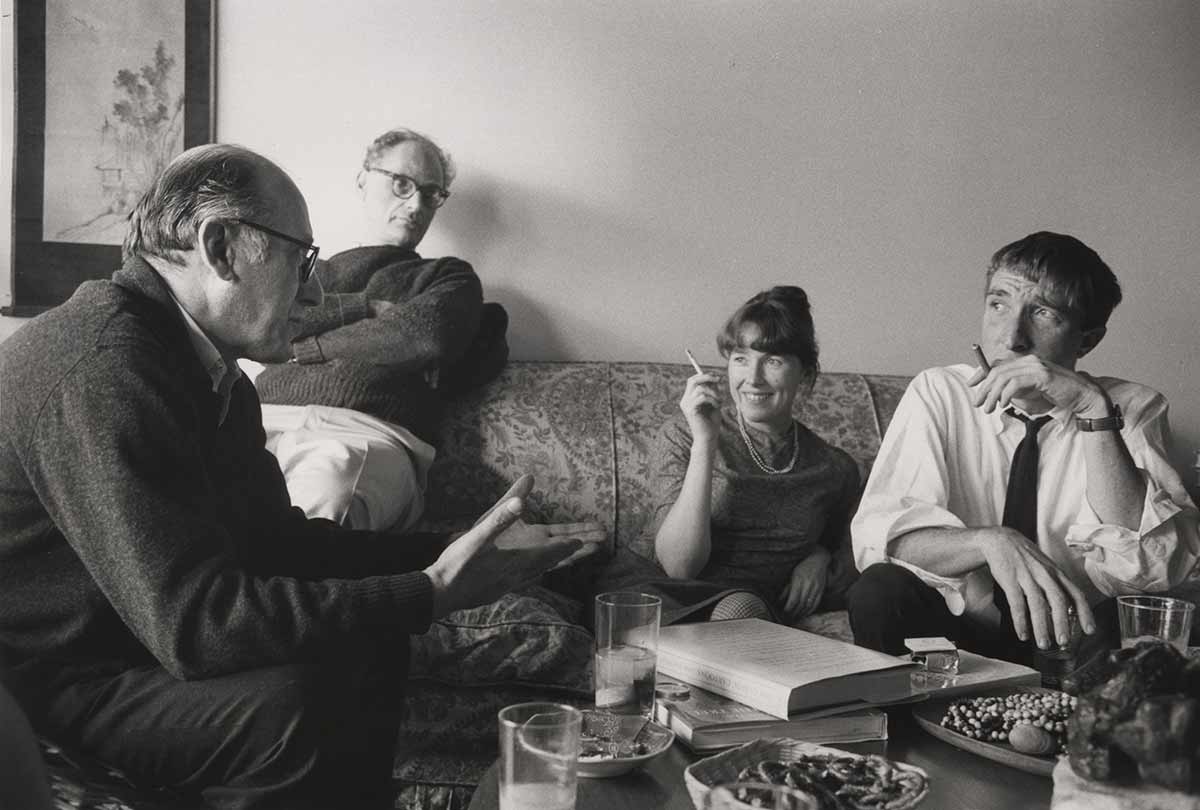  Steinberg with Arthur Miller and John Updike. Photograph by Inge Morath © The Inge Morath Foundation.