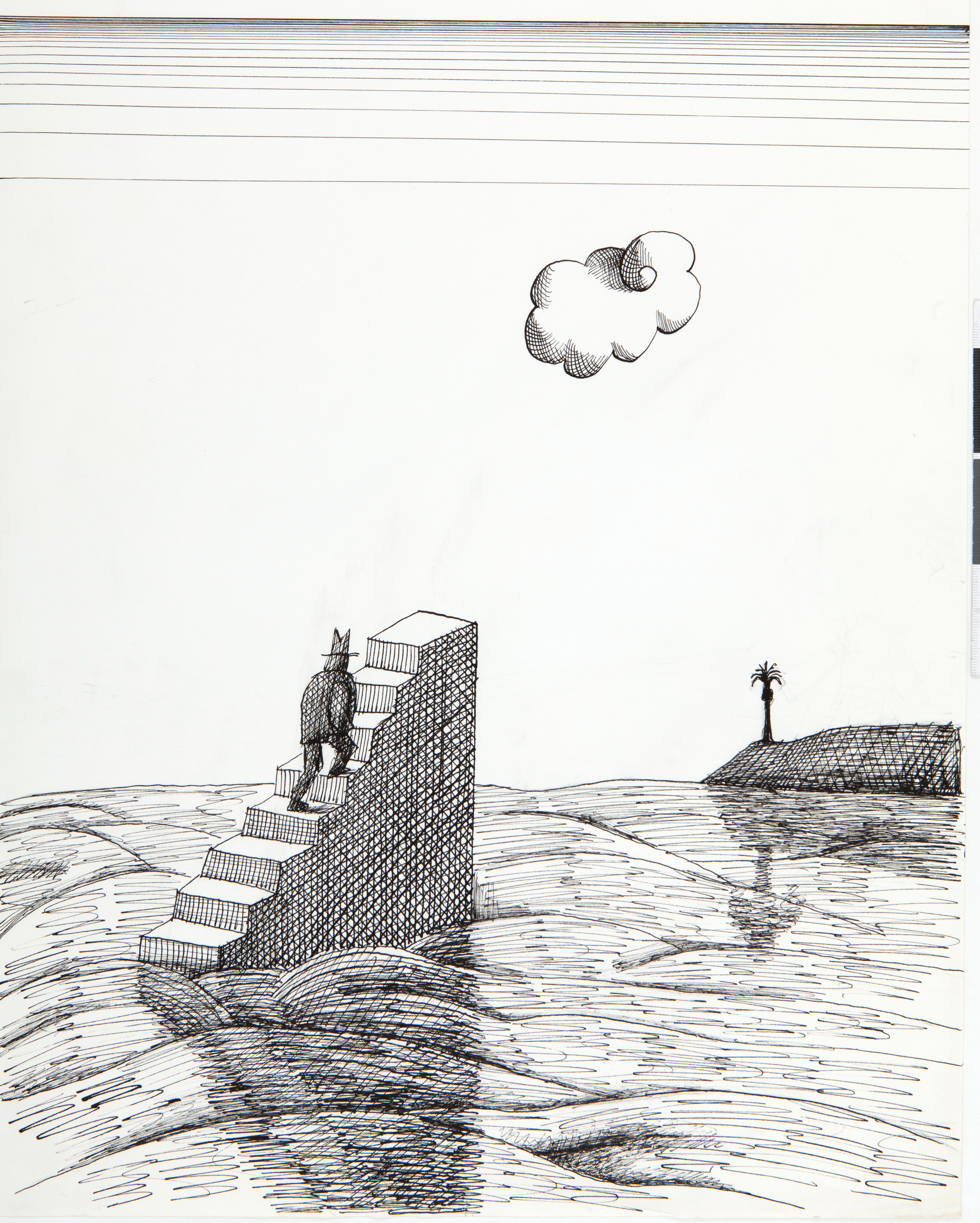Untitled, 1965. Ink on paper, 27 7/8 x 4 3/8 in. The Saul Steinberg Foundation.