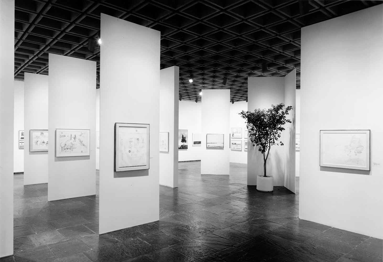 Installation shot of Steinberg’s 1978 retrospective at the Whitney Museum of American Art.