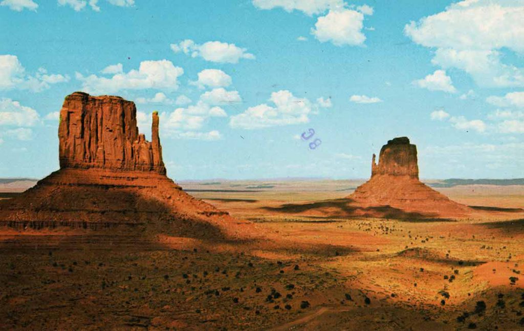 Postcard of Monument Valley, sent to Aldo Buzzi, August 25, 1978. The Saul Steinberg Foundation.