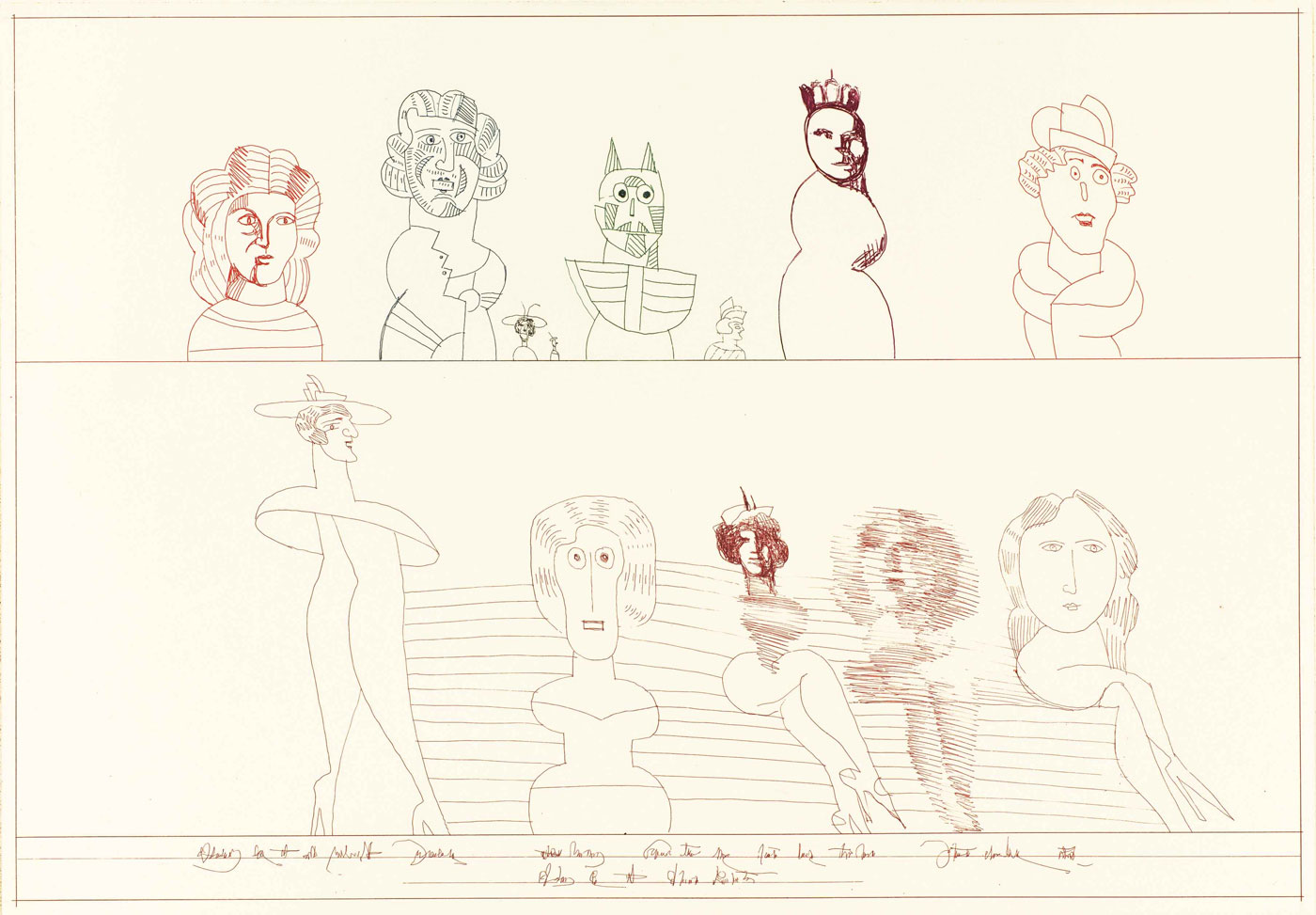 Ten Women, 1983/1996, etching on paper, color proof, 20 7/8 x 29 5/8 in. Published by Gemini G.E.L. Begun 1983, editioned 1996. 